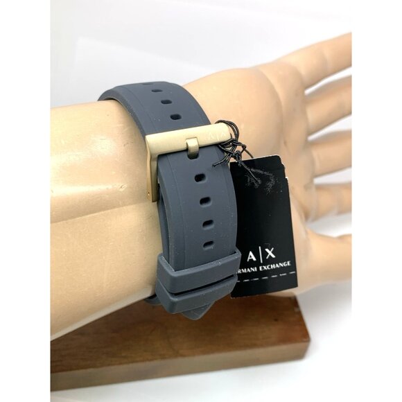 Armani Exchange Men's Watch AX1335 Quartz Chronograph Blue Dial Rubber Band 44mm - Picture 9 of 13